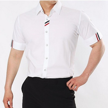 몽클*어 소매 테이프 반팔 셔츠