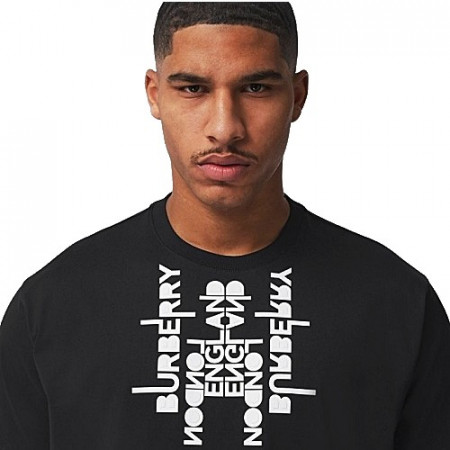 버*리 BURBERRY 넥라인 데칼코마니 반팔 티셔츠