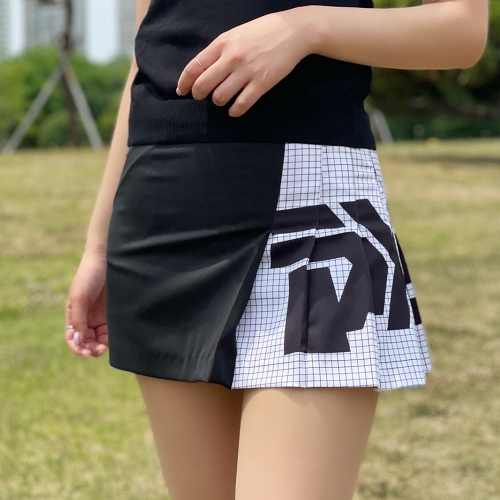 (국내배송) P*G 우먼 그리드 주름 스커트