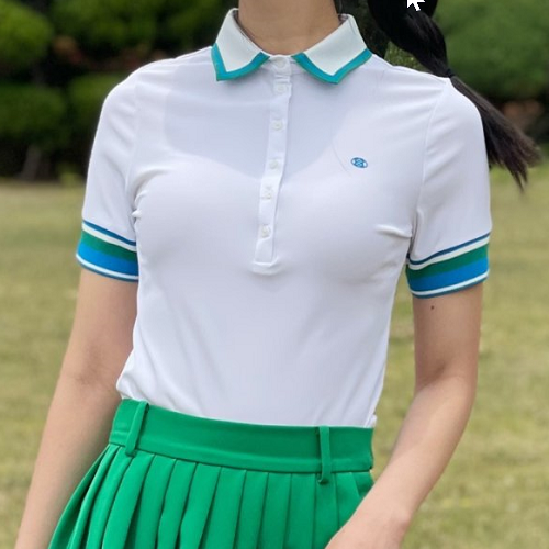 G/FORE 지포어 투톤 컬러 피케 폴로티