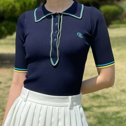 지*어 G/FORE 카라포인트넥 골지니트