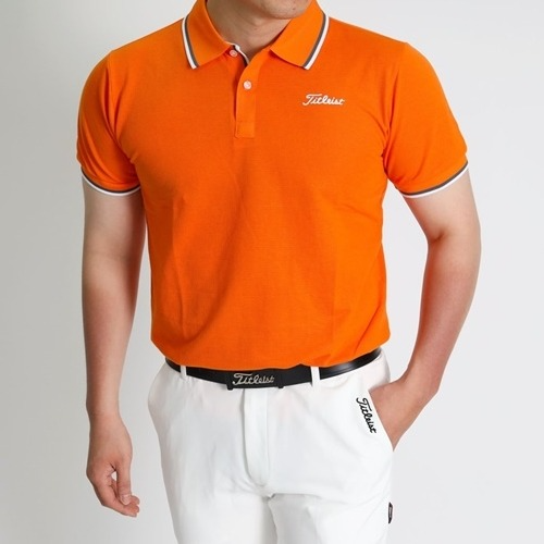 타이틀리*트 시보리 두줄 나염 카라 티셔츠