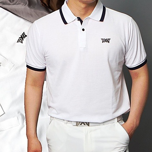 P*G 카라 라인 배색 반팔 카라티