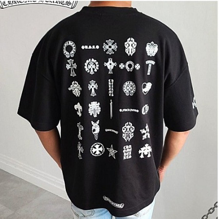 크롬*츠 Chrome Heats 멀티로고 오버핏 반팔티