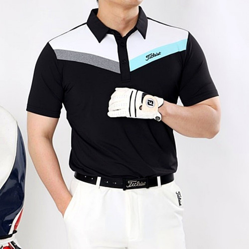 타이틀리*트 2도 브이배색 스판 카라반팔