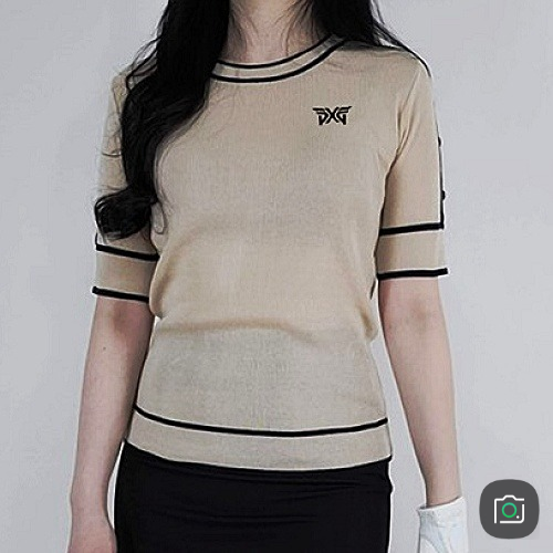 P*G 소매라인 단추 반팔 라운드