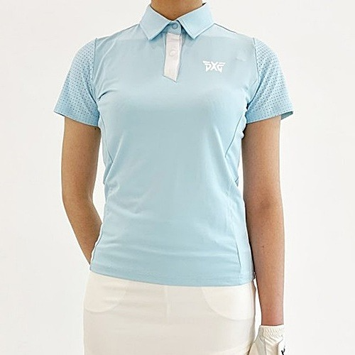 P*G 여성 소매 펀칭 반팔 티셔츠