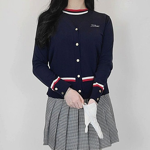 타이틀리*트 두줄 니트 가디건