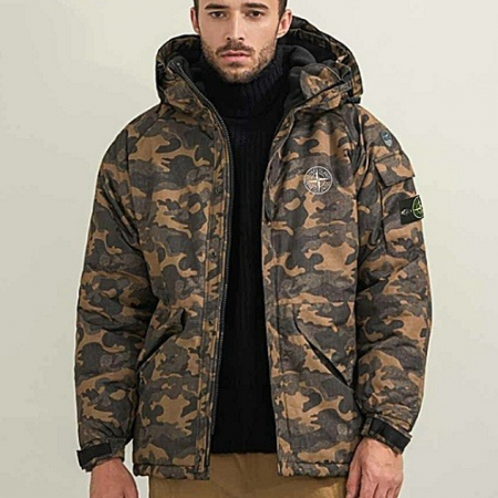 스톤아일*드 버팅 로고 카모 후퍼패딩
