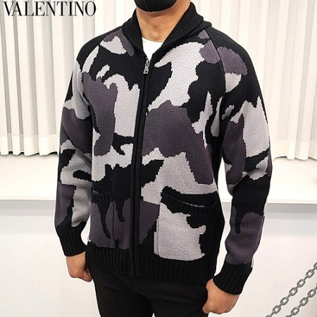 발렌*노 카모 넥카라 니트 집업