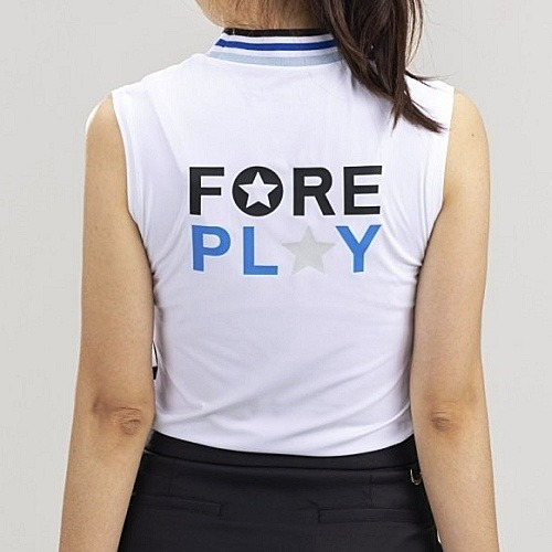 지*어 G/FORE 로고 모크넥 민소매 티셔츠