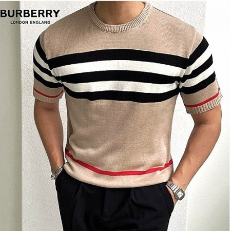 버*리 BURBERRY 스트라이프 반팔 니트