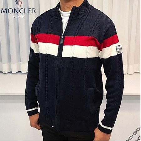 몽클*어 감마블루 배색 니트 집업