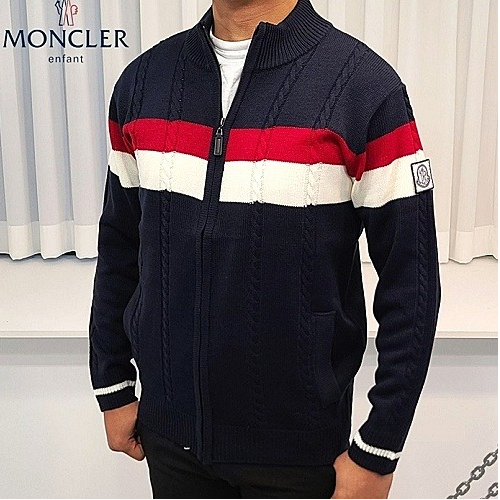 몽클*어 감마블루 배색 니트 집업