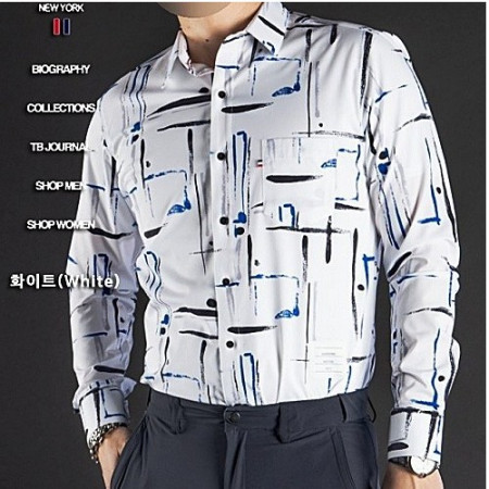 THOM BROWNE 프리패턴 스판 셔츠