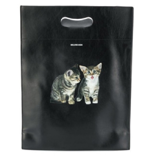 발렌시아가 Kitten 캣 레더 토트백 쇼퍼백 블랙