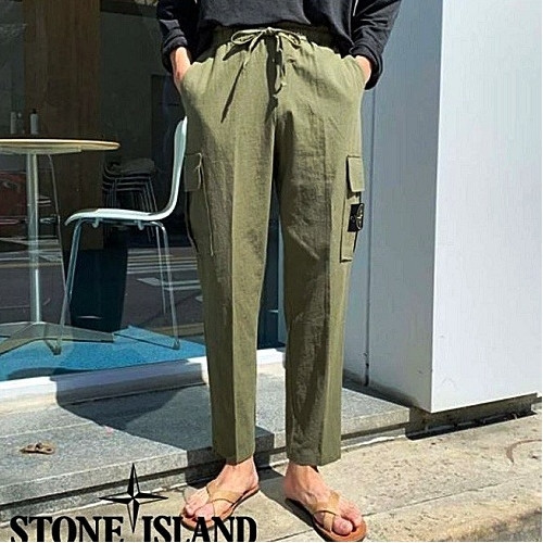 스톤아일*드 STONE ISLAND 린넨 카고 코스 밴딩 팬츠