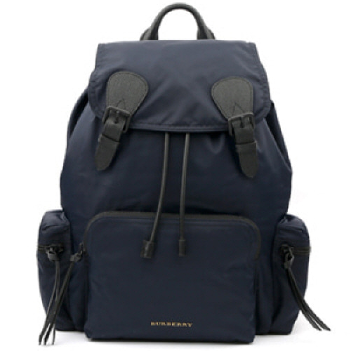버버리 라지 나일론 가죽 백팩 네이비