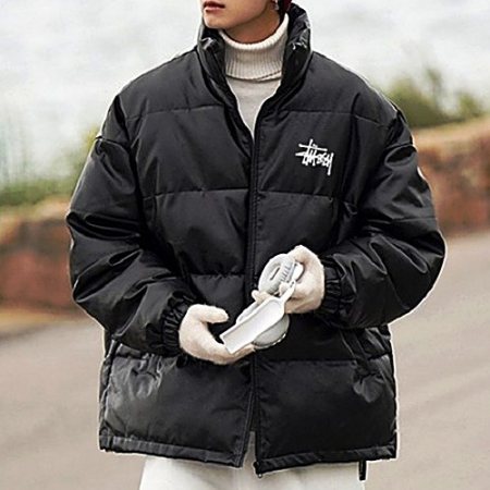 스투시 레더 푸퍼 패딩