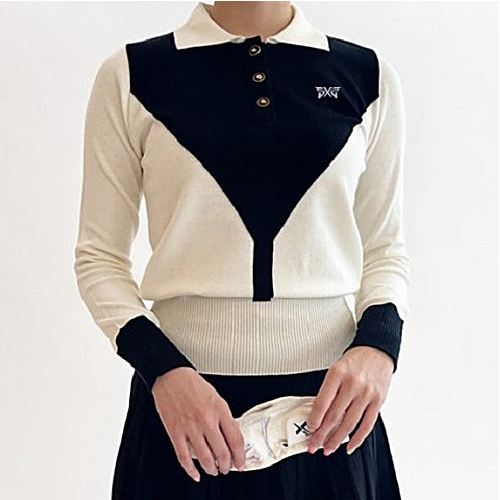 P*G 로고 Y배색 카라긴팔