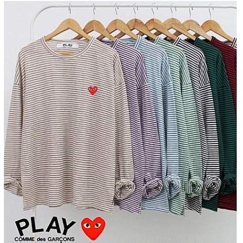 꼼데가*송 스트라이프 단가라 긴팔 티셔츠