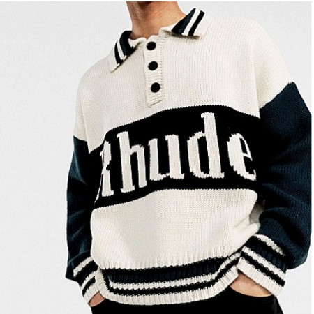 루드 RHUDE 럭비로고 니티드 폴로