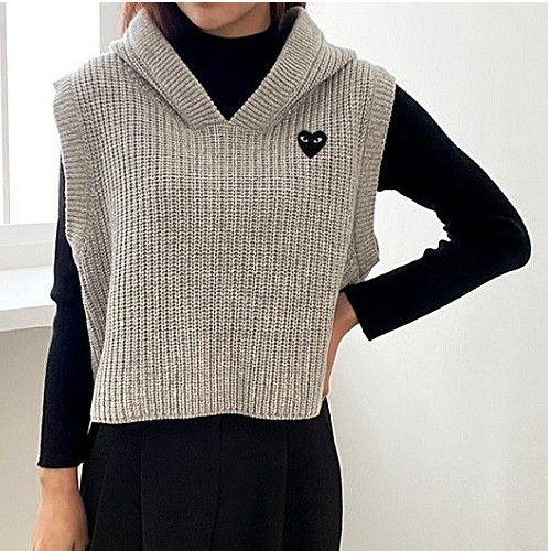 꼼데가*송 울 후드 조끼