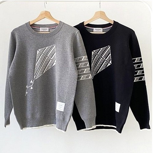 톰브*운 카이트 아이콘 사선 울 니트