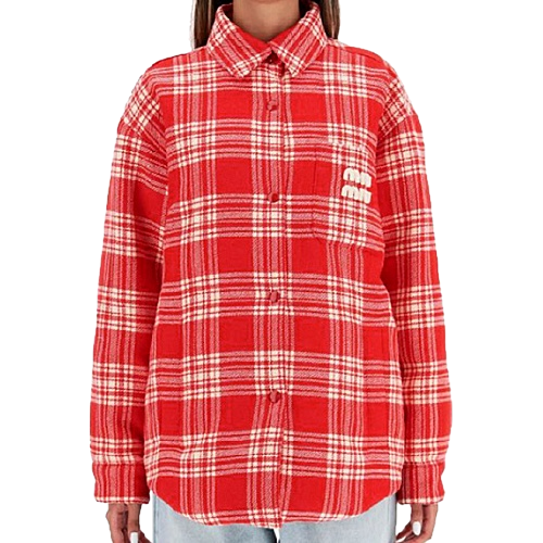 미우미우 MIU MIU 플레이드 다운 자켓