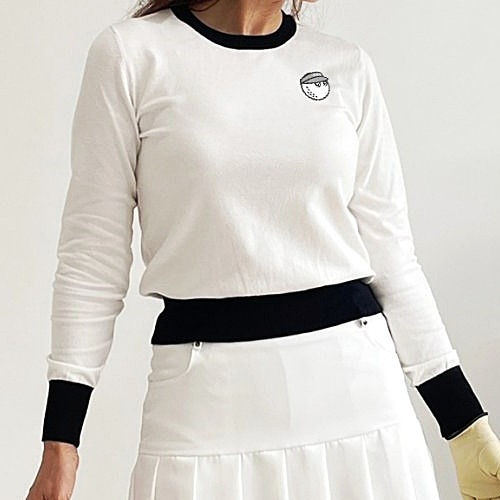 말* 시보리 배색 라운드 긴팔