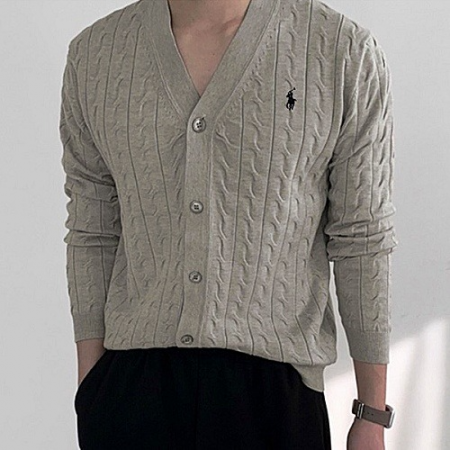 POLO 캐시코스 꽈베기 브이넥 가디건