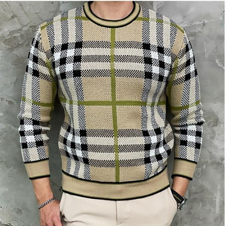 버*리 체크 니트