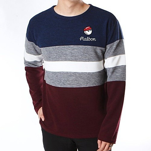 말* 사도배색 니트 라운드