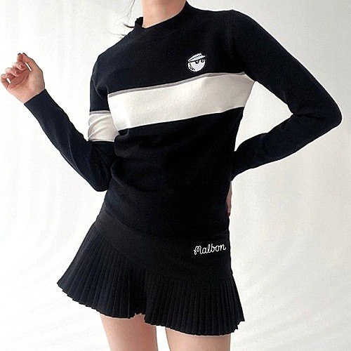 말* 라인 배색 반목 니트긴팔