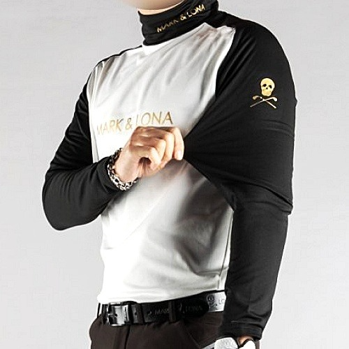 마크앤*나 MARK&LONA 하이넥 배색 기모 티셔츠