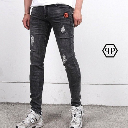 필립 플*인 레드 PP패치 스판 워싱진