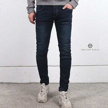 필립 플*인 히든포켓 스컬패치 스판 데님팬츠