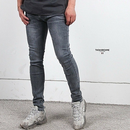 톰브*운 포켓 뱃지 워싱 그레이진