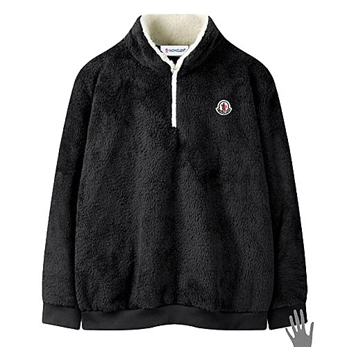 몽클*어 배색 보아털 오버핏 반집업