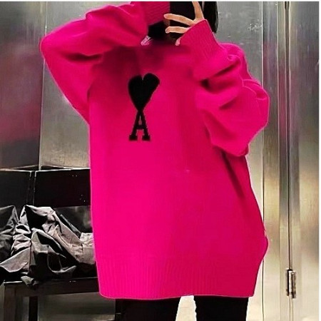 AMI 홀덤 핑크 맨투맨