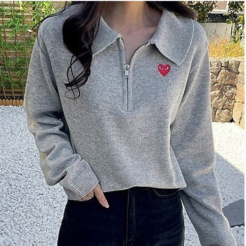 꼼데가*송 울 니트 카라 반집업