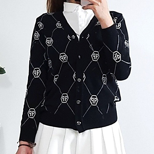 필립플레인 GOLF 멀티 시그니처 패턴 골프가디건