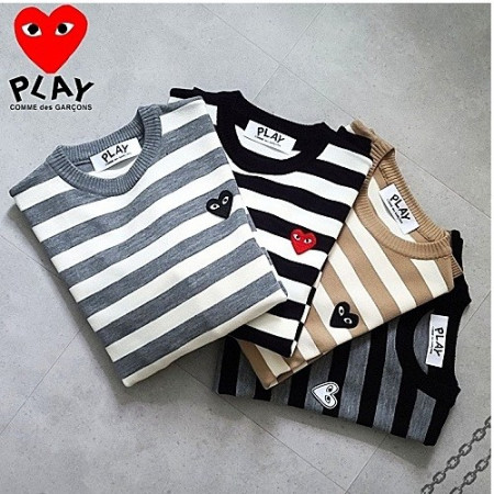 꼼데가*송 하트와펜 단가라 니트 (와펜선택가능)