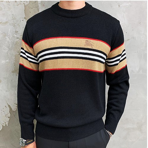 버*리 라인배색 라운드니트