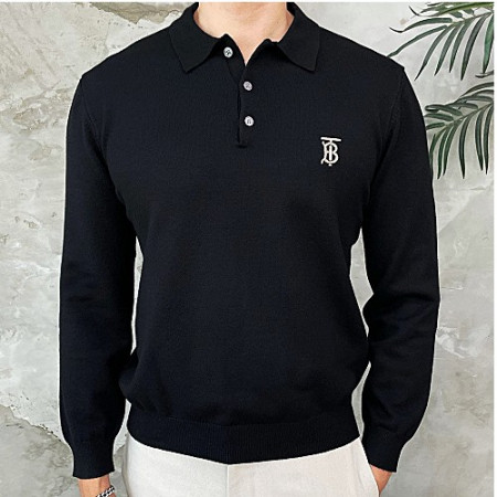 버*리 TB 자수단추 카라 니트