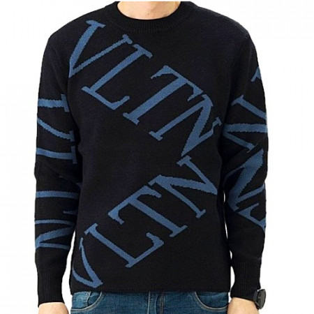 VALENTINO 블루 사선로고 레터링 니트