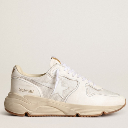 골든구스 화이트 레더 스타 옵티컬 화이트 메쉬 & 나파 레더 런닝솔 스니커즈