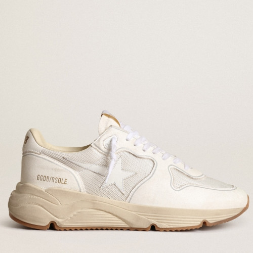골든구스 화이트 레더 스타 옵티컬 화이트 메쉬 & 나파 레더 런닝솔 스니커즈