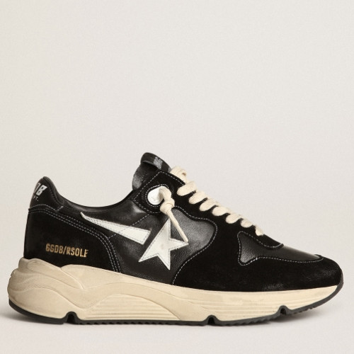 골든구스 화이트 스타 블랙 나파 레더 & 스웨이드 런닝솔