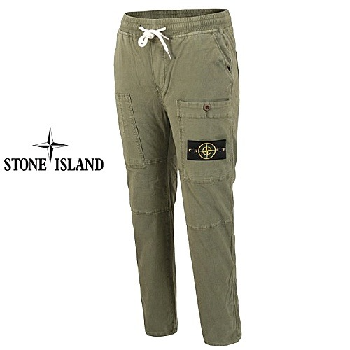STONE ISLAND 밴딩 스판 미디엄 테이퍼드 팬츠